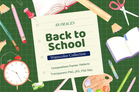 Back to School and Stationery Watercolor Illustrations