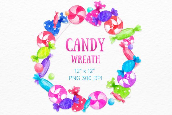 Candy Wreath Clipart Watercolor Sweets