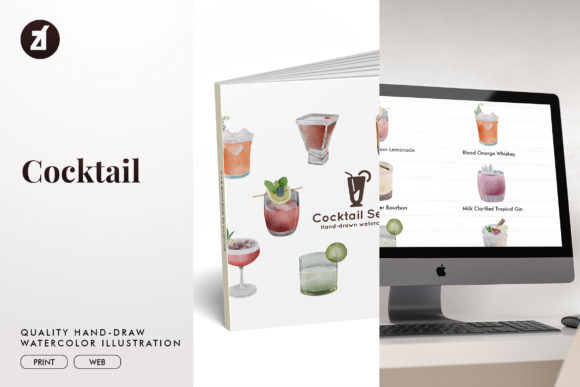 Cocktail Set6 Watercolor Illustration