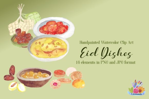 Eid Dishes Watercolor Clipart