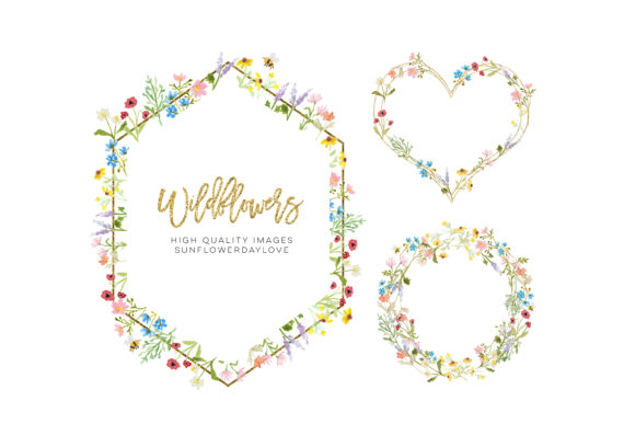 Frame Watercolor Wildflowers Clipart