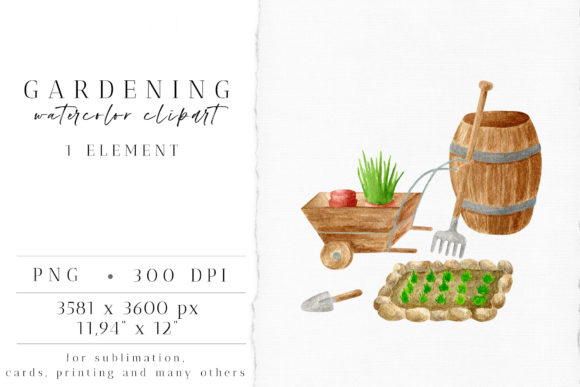 Garden Tools. Farmhouse Watercolor PNG