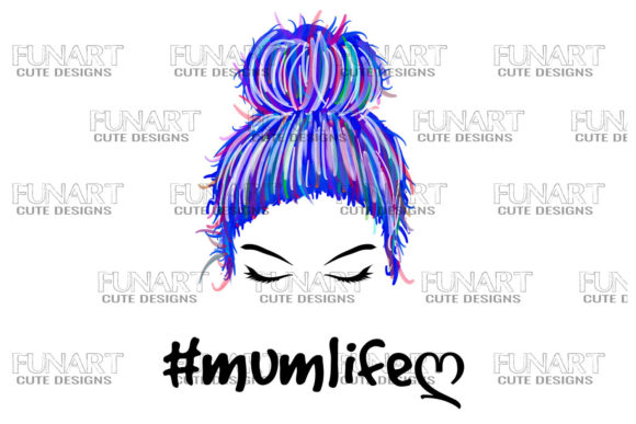 MESSY BUN, MOMLIFE, CLIPART PNG WATERCOLOR Illustrations