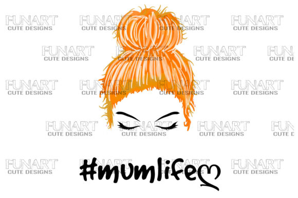 MESSY BUN, MOMLIFE, WATERCOLOR CLIPART PNG