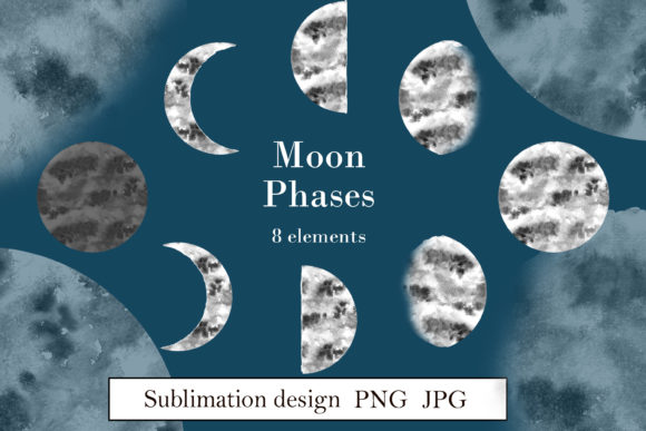 Moon Phases Watercolor Illustrations