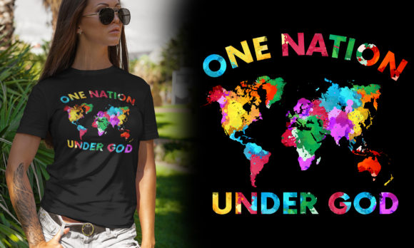 One Nation Under God Watercolor Design Illustrations
