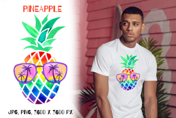 Pineapple Sublimation. Watercolor Summer