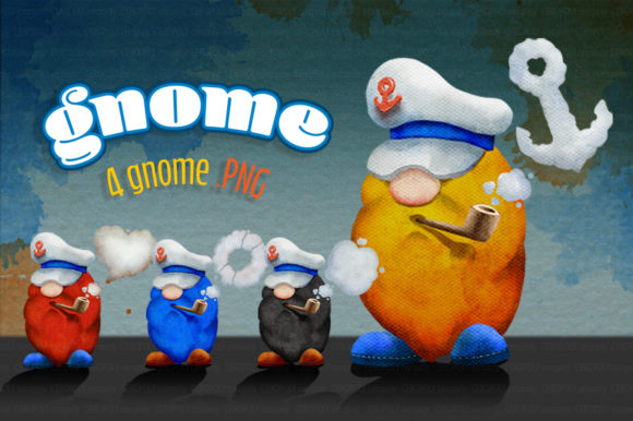 Sailor Gnomes Watercolor Clipart and Illustrations