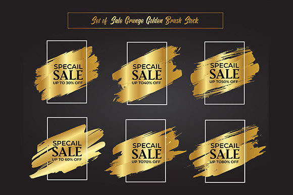 Sale Grunge Watercolor Golden Brush Set and Illustrations