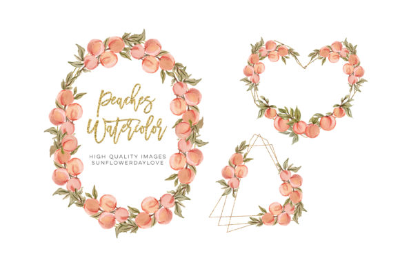 Summer Peaches Frame Watercolor Clipart