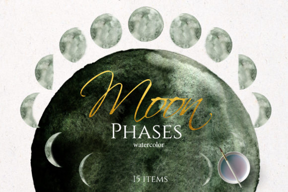 Watercolor Blue Green Phases