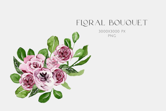 Watercolor Bouquet of Pink Flowers Illustrations
