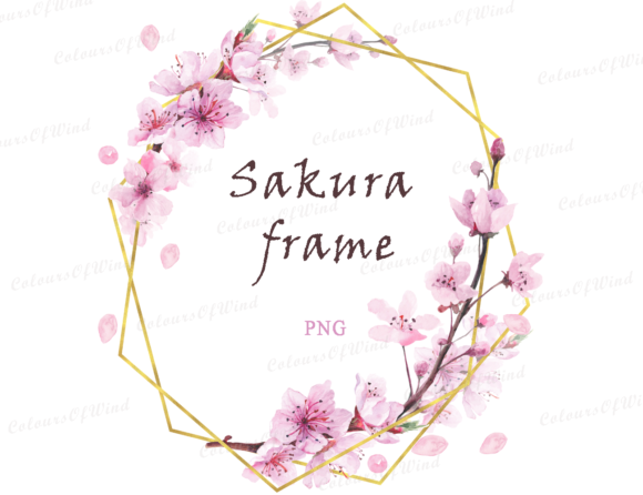Watercolor Cherry Blossom Frame Illustrations