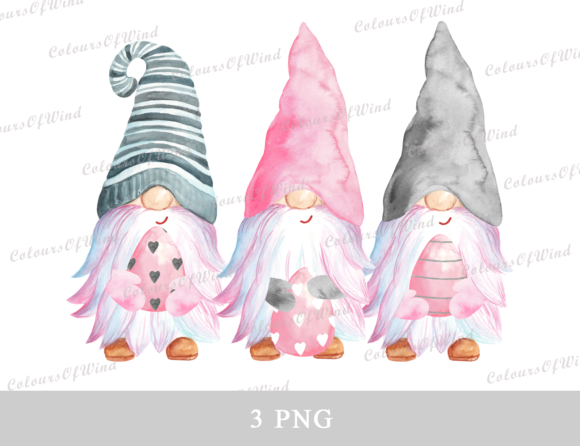 Watercolor Easter Gnomes Sublimation Illustrations