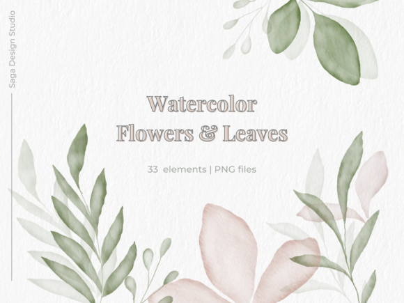 Watercolor Flowers, Leaves and Frames Illustrations