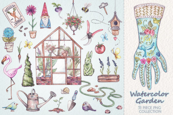 Watercolor Garden Collection: Illustrations for Creative Design
