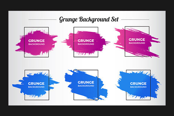 Watercolor Grunge Background Set and Illustrations