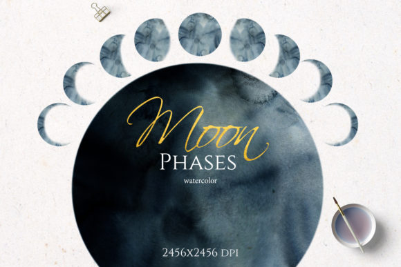 Watercolor Moon Phases