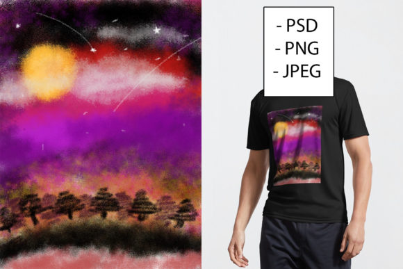 Watercolor Night Landscape Illustrations