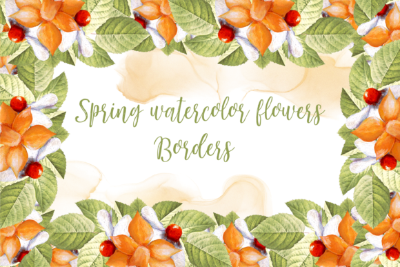 Watercolor Spring Flower Borders and Illustrations