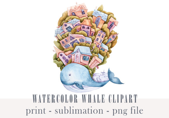 Watercolor Whale Clipart-sublimation