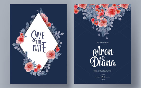 Wedding Invitation Set of Watercolor